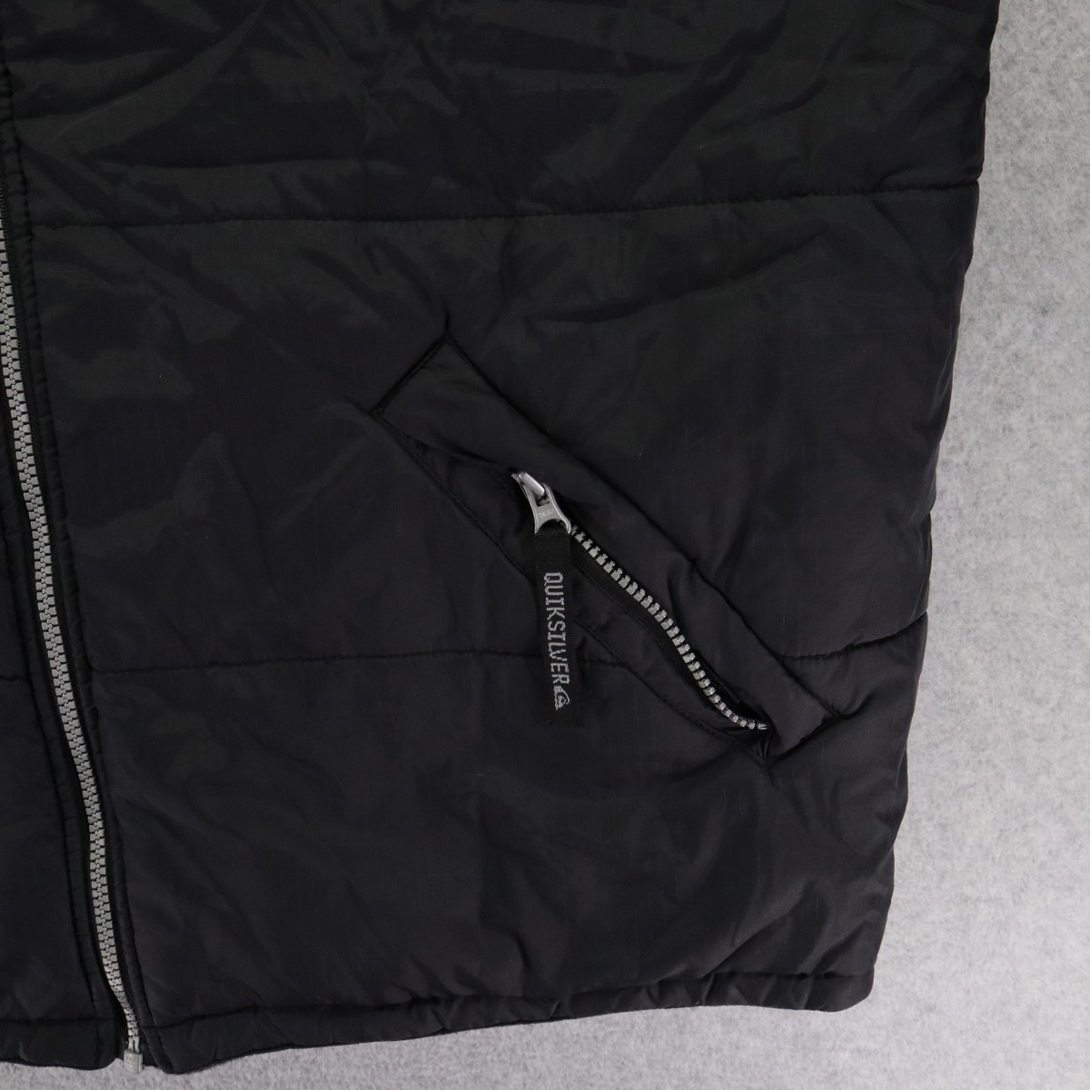 Quiksilver Vest Mens XL Reversible Full Zip Puffer Fleece Black