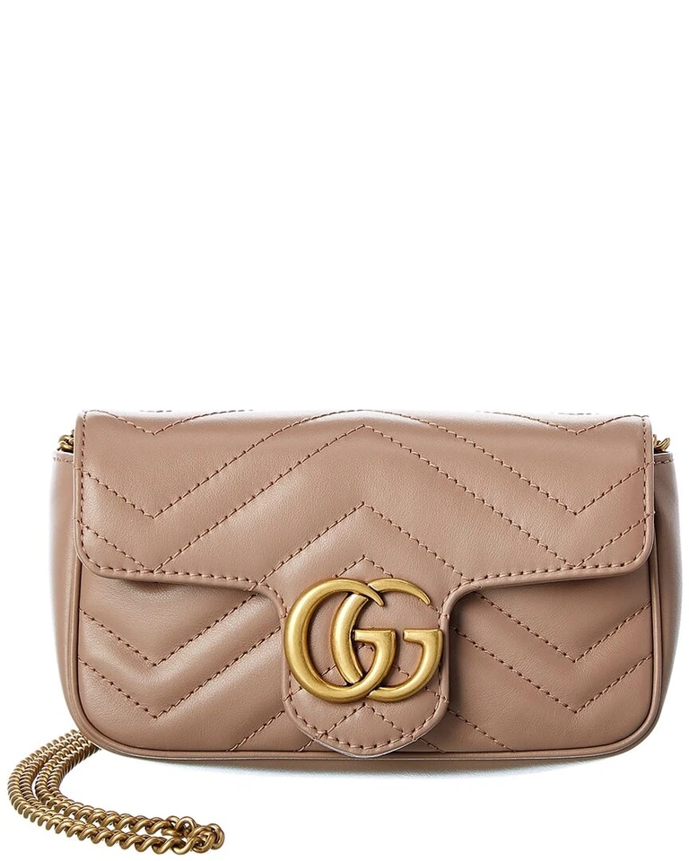 Bolso de hombro Gucci Gg Marmont Super Mini de cuero matelasse para mujer marrón