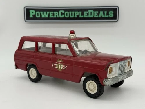 Tonka Jeep Wagoneer Fire Chief Car Vintage Pressed Steel 1960/70’s 9” Toy