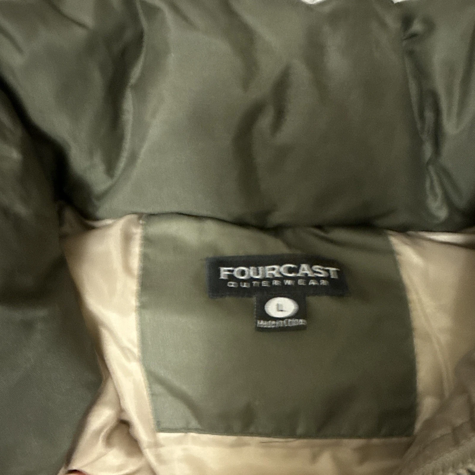 Fourcast Outerwear Men’s Green Quilted Puffer Vest Full Zip Pockets Size L image 2