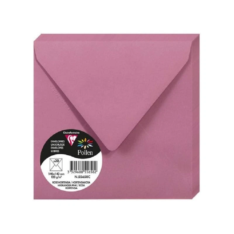 Enveloppes - Carré - 140x140mm - Rose hortensia - 20 unités - Clairefontaine - Photo 1/3