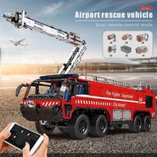 Mould King RC Remote Control Airport Fire Rescue Truck Dual Hose Fire Engine