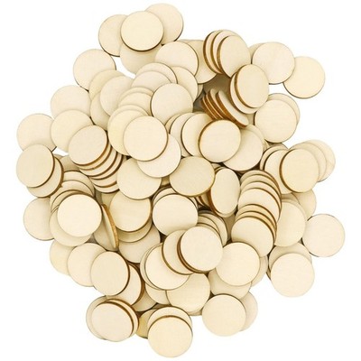 100Pcs 1Inch Wood Disc Blanks, Natural Round Cutouts, Craft Supplies