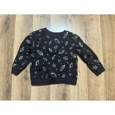 Garanimals Sweatshirt Unisex 18M Black Toddler Space Rocket UFO Print Excellent