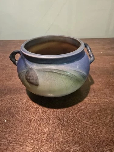 Vintage Replica Roseville Blue Pine Cone Art Pottery Bowl/Vase