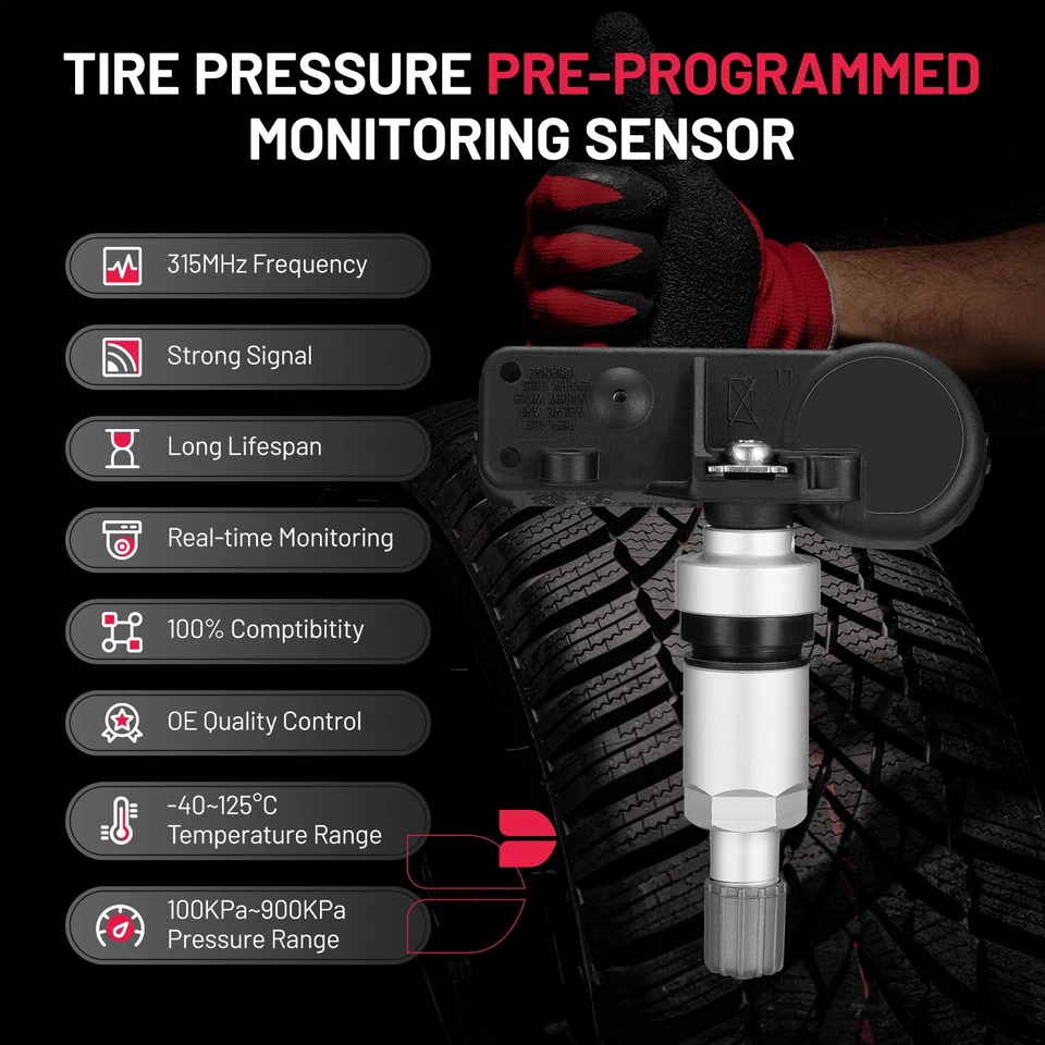 Sensor de presión de neumáticos TPMS preprogramado 4 piezas 56029398AB para Dodge Ram Chrysler Foto 4 de 4