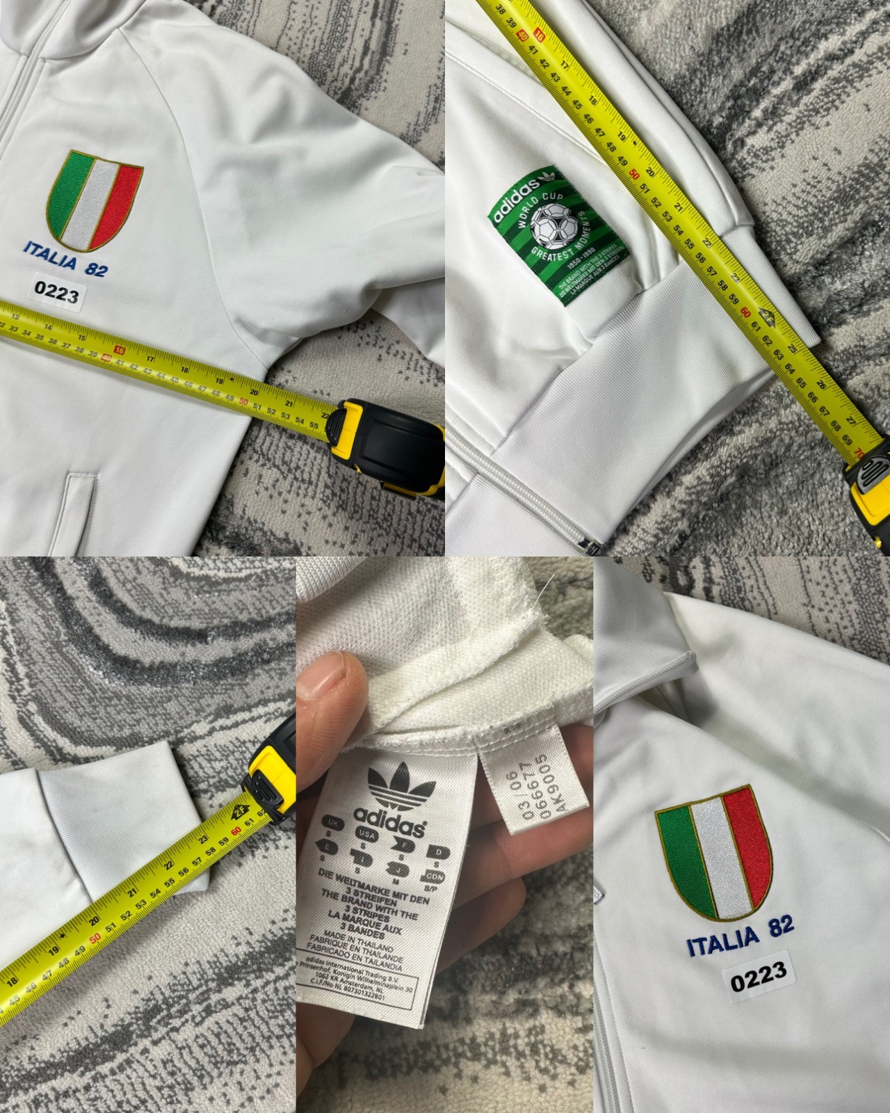 VTG Adidas 2000s Y2K Italia 82 Sz S White Funnel Neck Tracksuit Top Track Jacket image 7