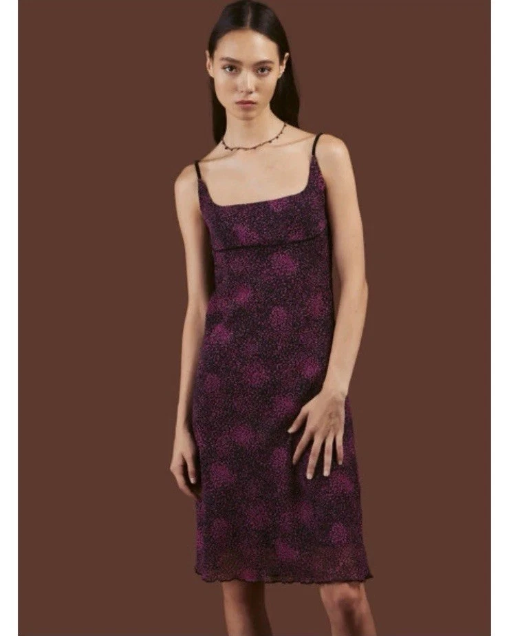 Vestido sin Mangas UNIF Para Mujer Amanecer Talla XL Rosa Púrpura Negro Ditsy Floral Foto 2 de 4