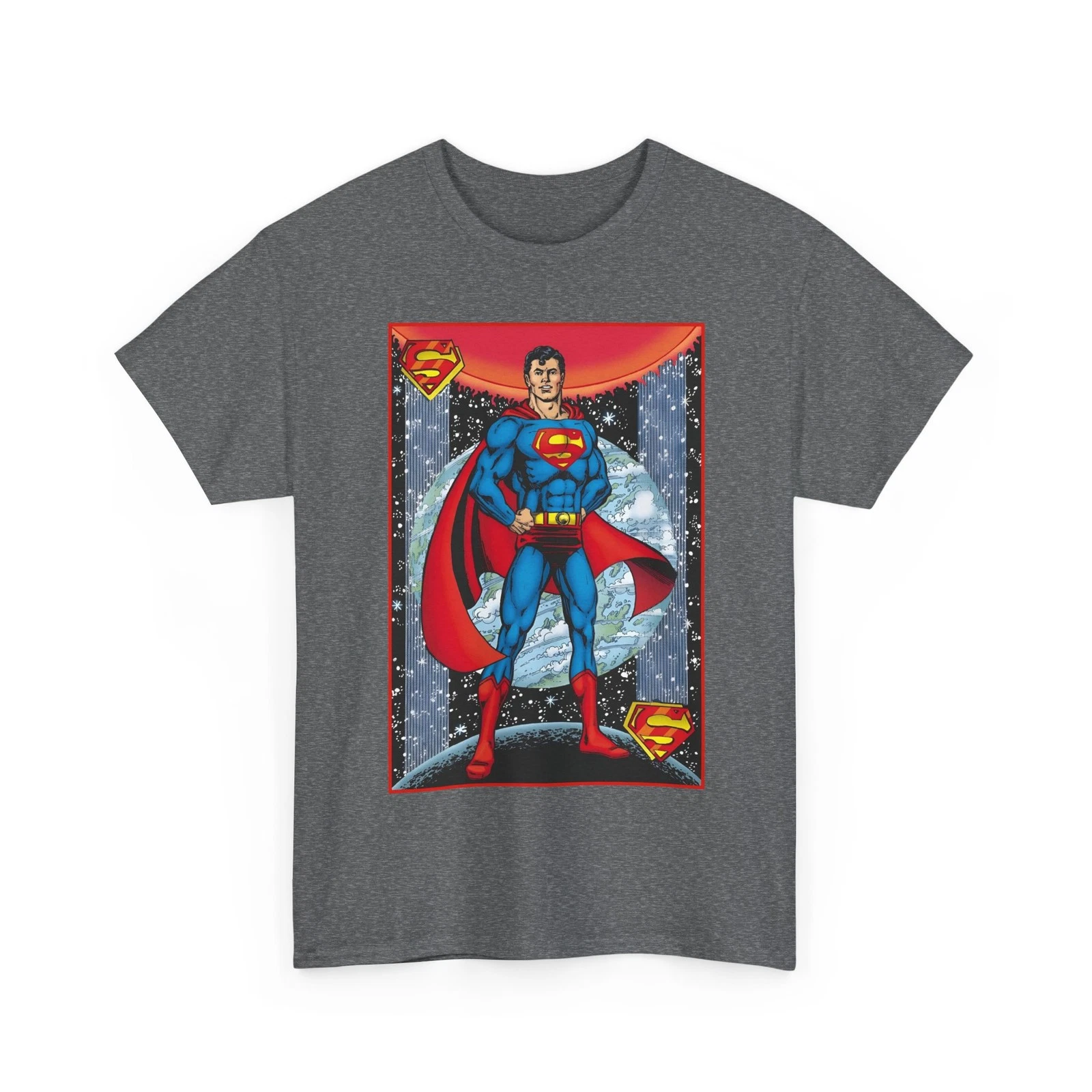 Superman T-Shirt - George Perez Justice League Postcard Art - DC Comics - 1980s