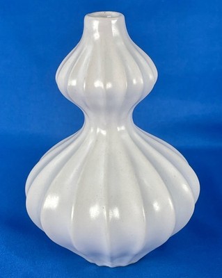 Jonathan Adler Double Gourd Vase White Glazed Ceramic Bud Vase Signed 5''