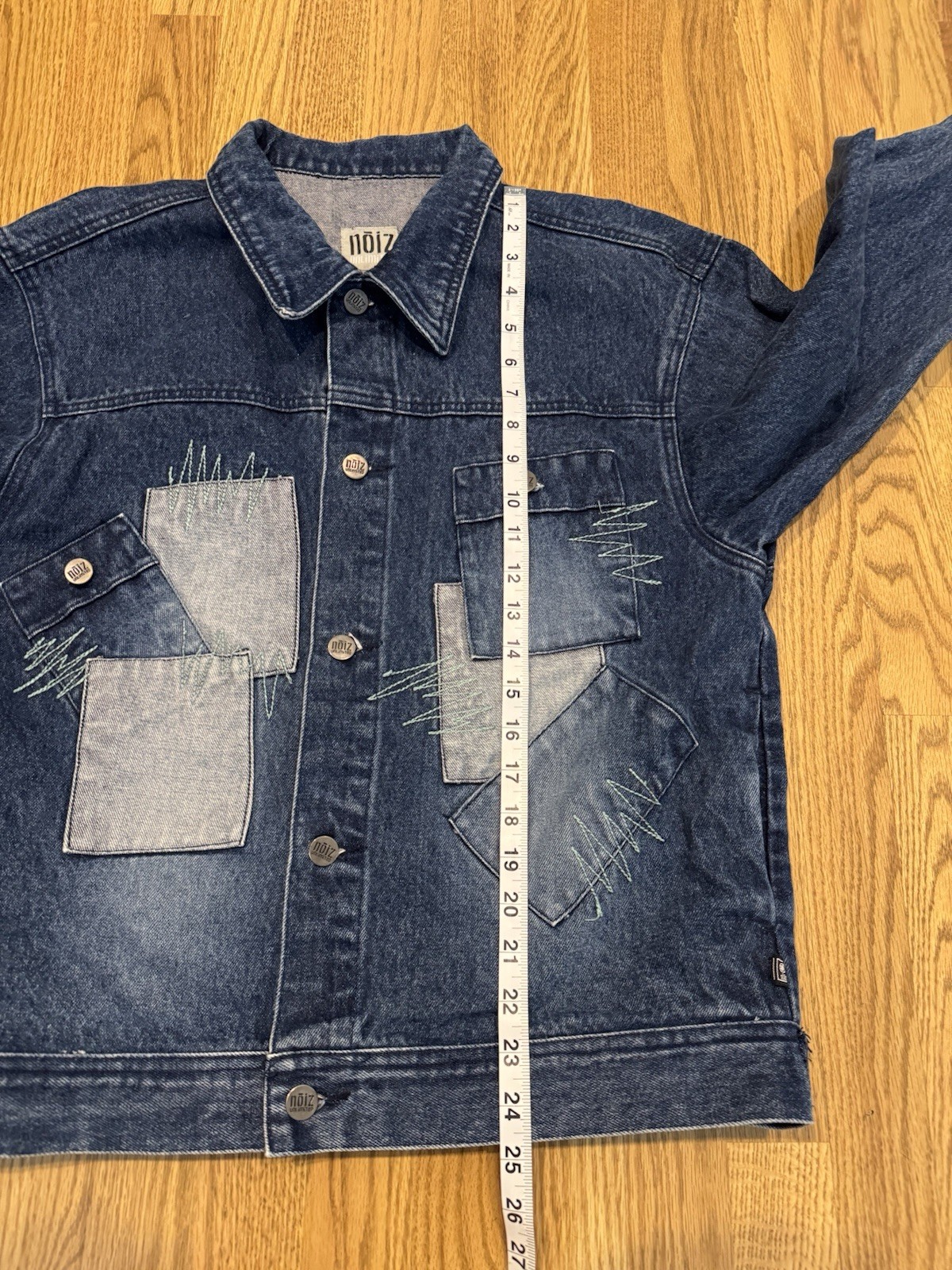 Vintage NOIZ Patchwork Button Up Denim Jacket Wom… - image 5