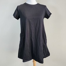 Uniqlo T-shirt Dress Womens XS Cotton Tshirt Basic Black Casual Mini Party Boxy