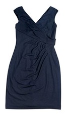 Lauren Ralph Lauren Dress Womens Sz 10 Black V-Neck Sleeveless Faux Wrap