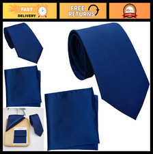 Solid Color Necktie Set with Pocket Square for Men - 3.2" Standard Width Tie