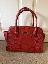 Michael Kors Red Croc Embossed Tote Bag Shoulder Purse Gold Hardware