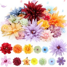 80 Pcs Assorted Fake Flower Heads Mini Artificial Bulk Silk Faux Daisy Crafts