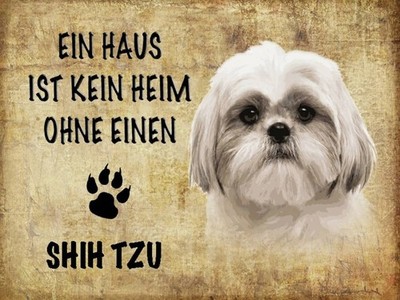 Holzschild 30x40 cm Shih Tzu Hund Deko Geschenk Metall Schild