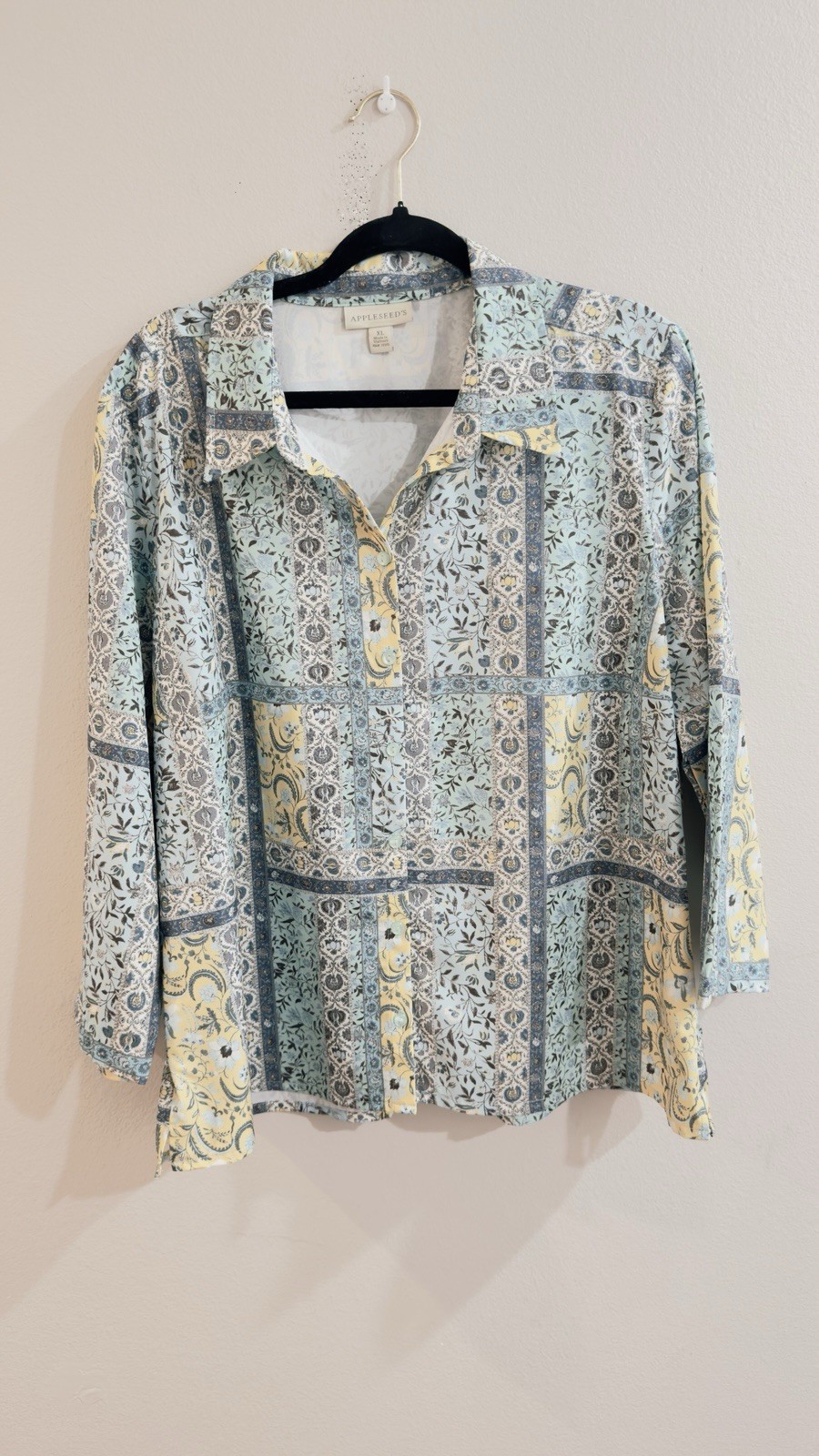 Appleseed's Button Front Long Sleeve Patchwork Pa… - image 1