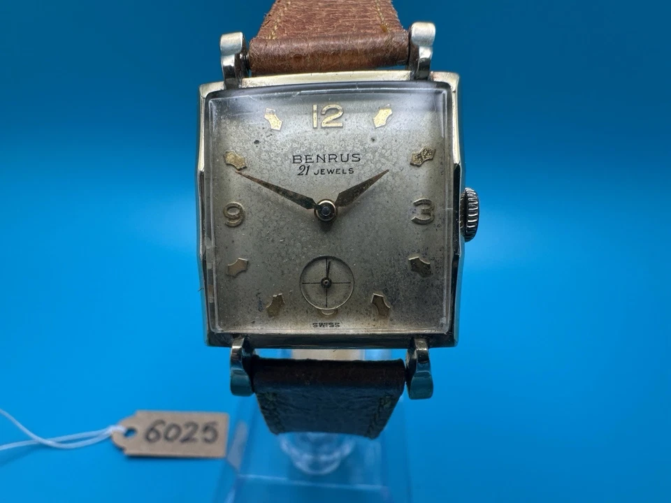 Vintage Benrus 26mm x 26mm Face Quadrada 21 Relógio Joia Movimento Mecânico (6025) - Imagem 4 de 4