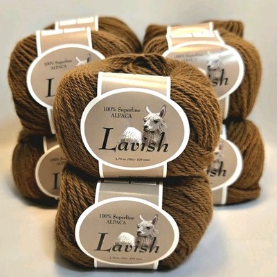 Lavish 100% Superfine Alpaca Yarn DK Camel Brown 10 SK Lot 500g Wool Fiber VTG