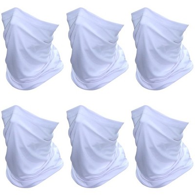 SHEVERCH 6 Pack White Neck Gaiter Face Mask Sun One Size, 6pack-white