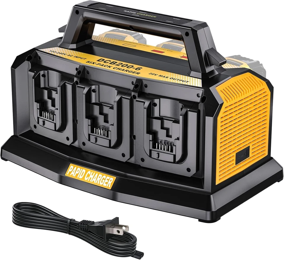 JHJQZCYG Super Battery Charger for Dewalt 20v Battery 6-Ports Simultaneous Rapid Charger