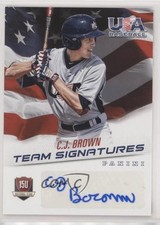 2015 Panini USA Baseball Signatures Blue Ink 49/299 CJ Brown #4 Auto 0a2