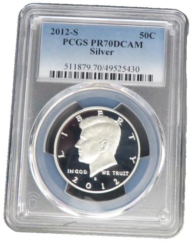 PERFECT 2012 S SILVER  KENNEDY PCGS  PR 70 DCAM LOW MINTAGE LOW POP BLUE LABEL