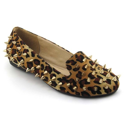LADIES FLAT STUDDED SLIPPERS WOMENS SPIKED LOAFERS SLIP ON PUMPS SHOES SIZE 3-8 - Picture 15 of 39