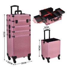 Makeup Trolley 4 in 1 Beauty Trolley Case +2 Drawers Hairdressing Case on Wheels