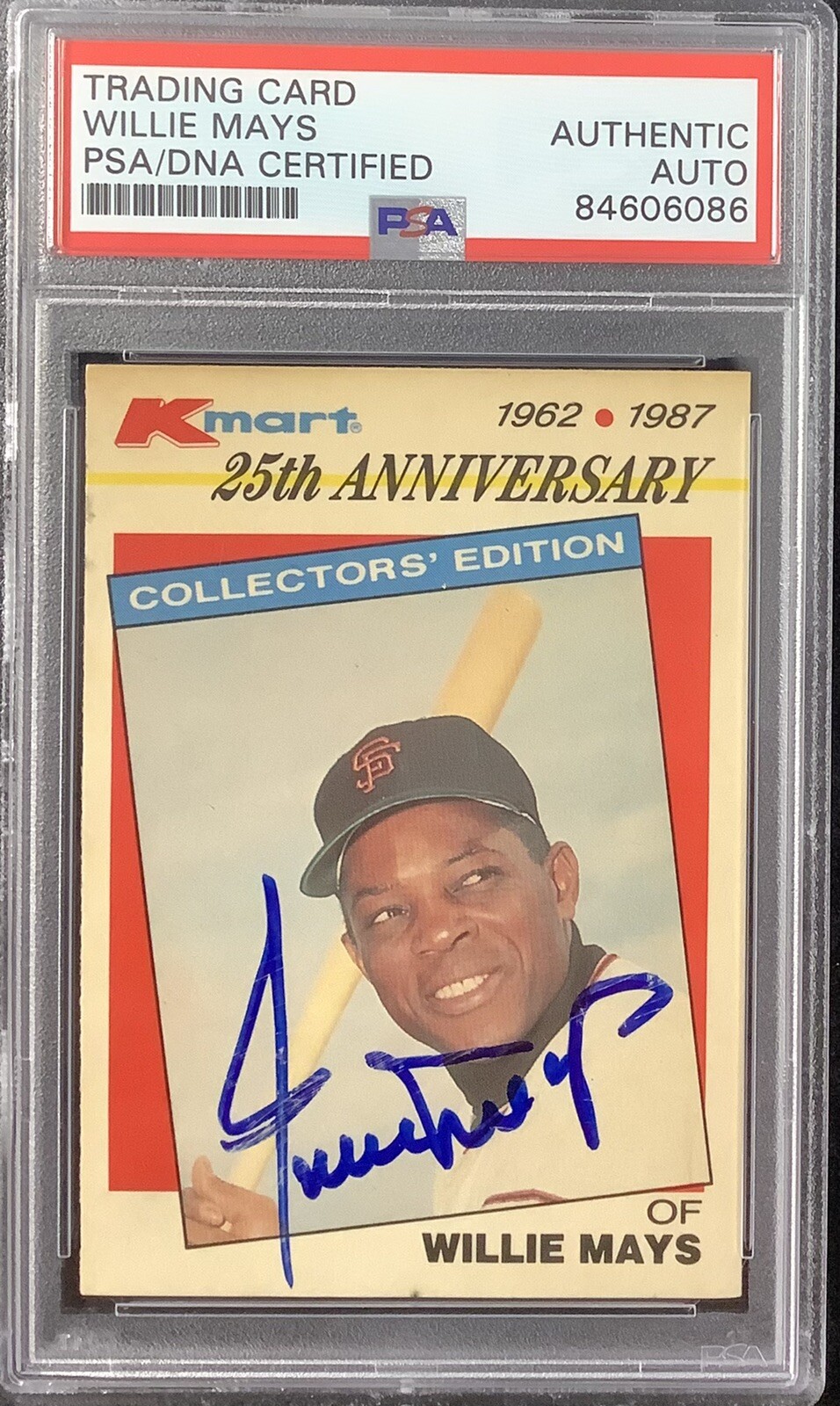 Willie Mays Signed 1987 Topps Kmart #8 Baseball Card Giants Autograph PSA/DNA