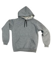 Unisex Plain Grey Heavyweight Cotton Pullover Fleece Hoodie