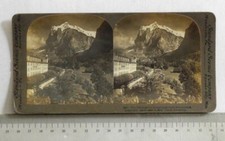 STEREO VINTAGE PRINT PHOTOGRAPH The Wetterhorn from Grindelwald Switzerland 1906