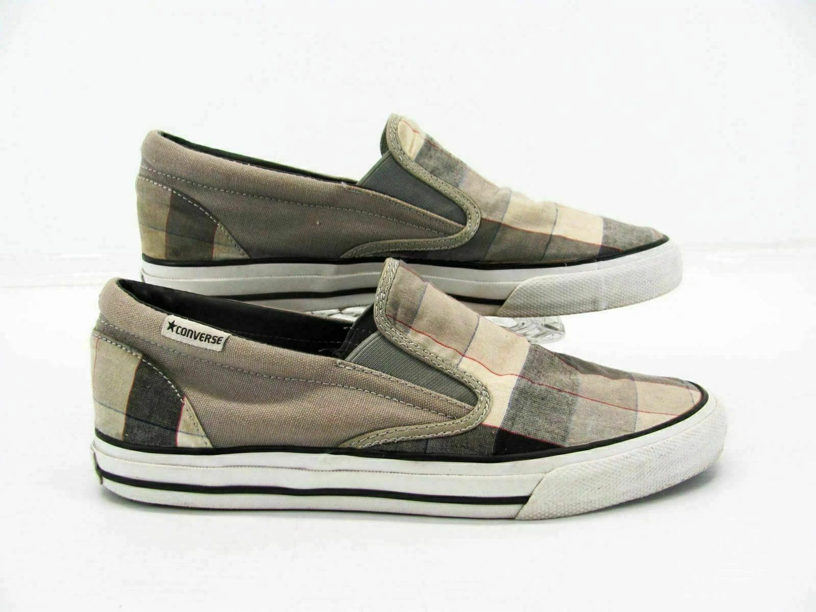 Scarpa uomo Converse taglia 10M marrone nero sneaker a quadri usata qp