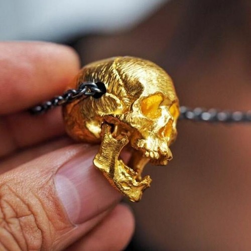 Decaying Gold Color Copper Skull 