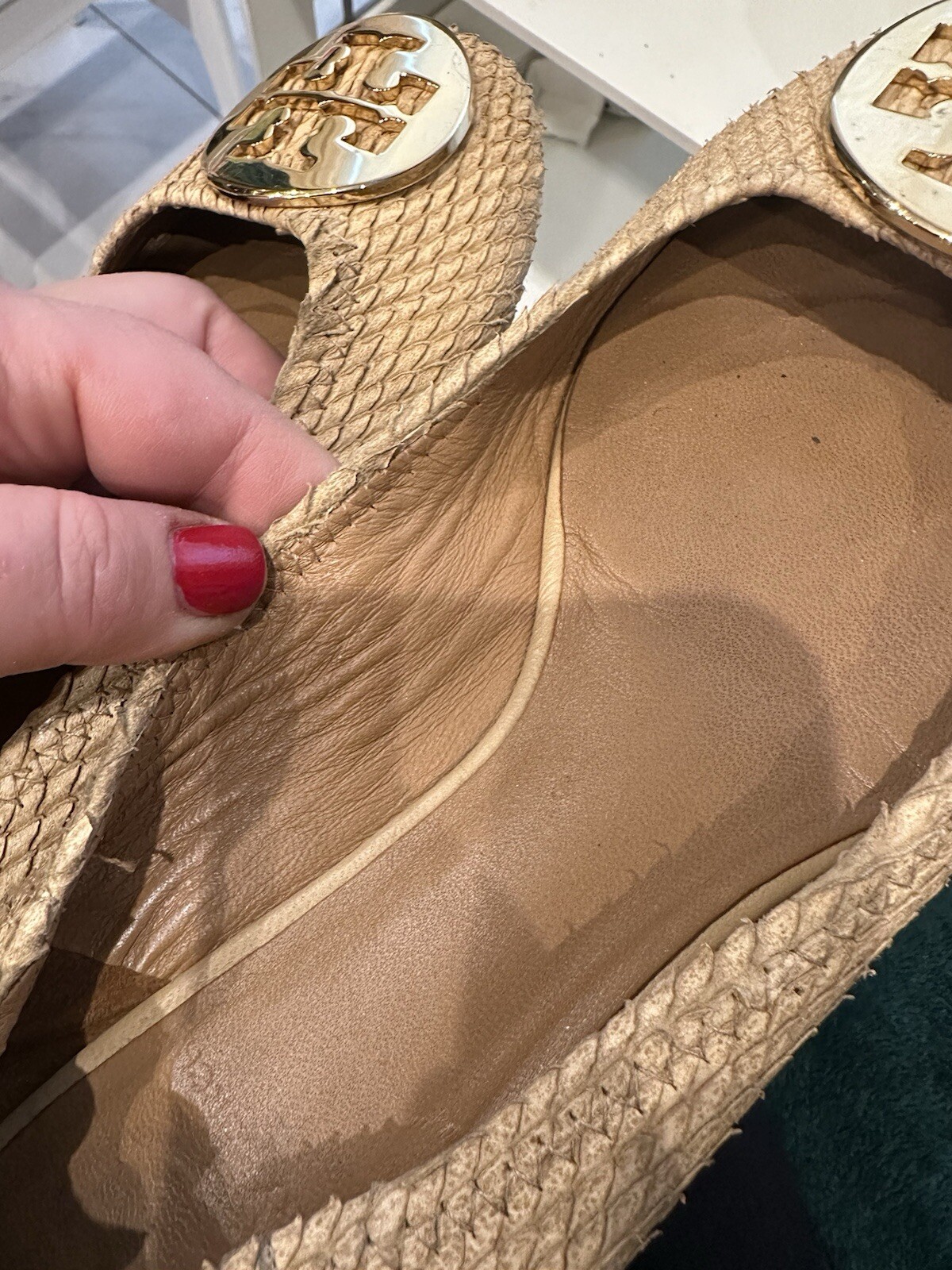 Tory Burch Reva Python Snake Texture Embossed Log… - image 3