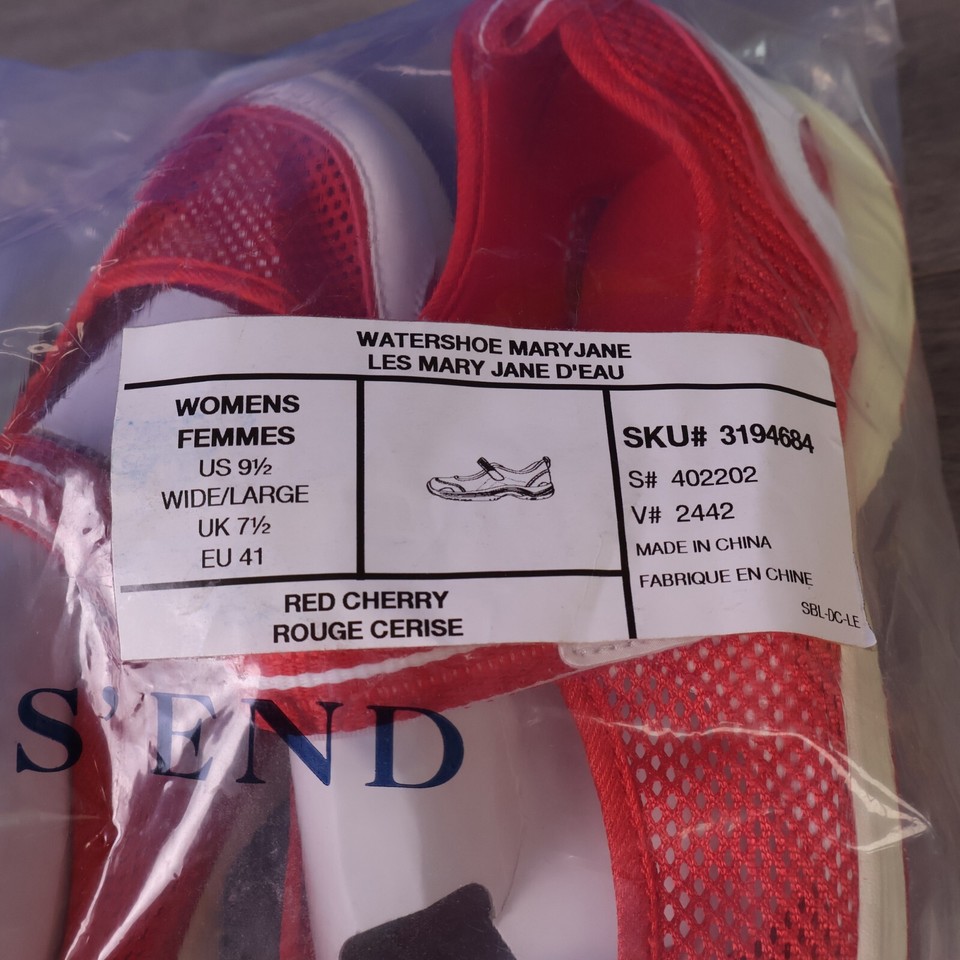 Land's End Women's Mary Jane Water Shoes, Mesh Flats, Red Cherry, Size