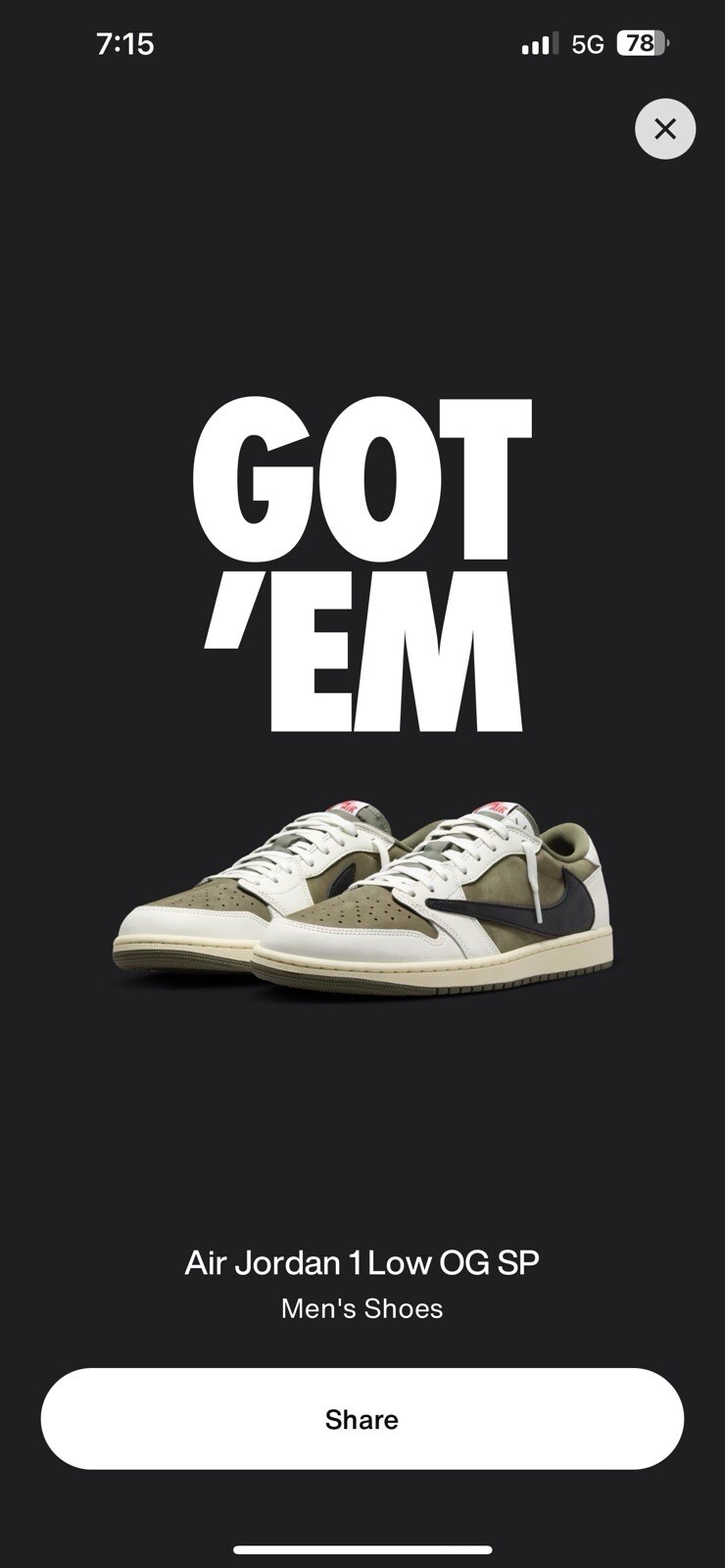Size 11 - Travis Scott x Air Jordan 1 OG SP Low Medium Olive CONFIRMED FROM NIKE
