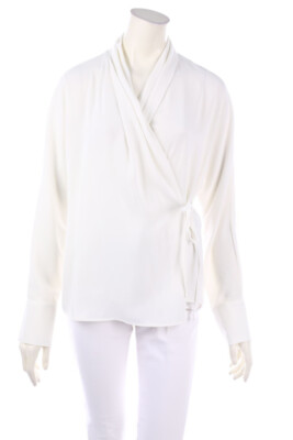ADOLFO DOMINGUEZ Wrap Blouse Batwing Sleeves ES 40 = D 38 off-white