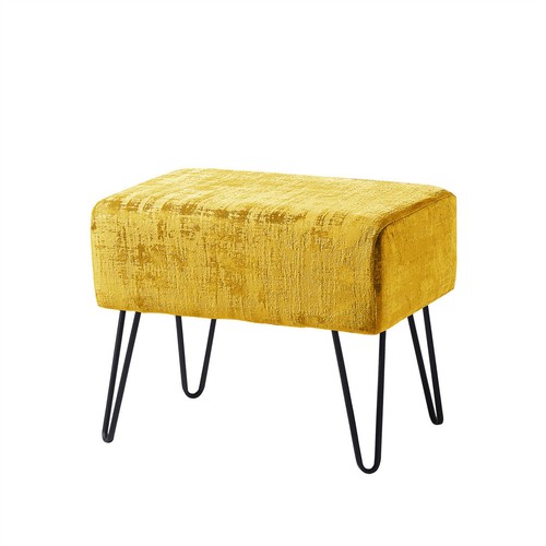 Plush Textured Velvet Ottoman Footstool Metal Legs Accent for Modern Living Room - Picture 110 of 244