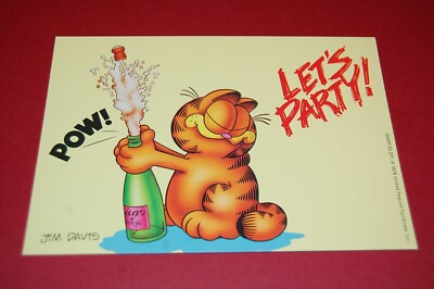 Vintage Postcard of Garfield the Cat ''POW! Let's Party!'' by Jim Davis