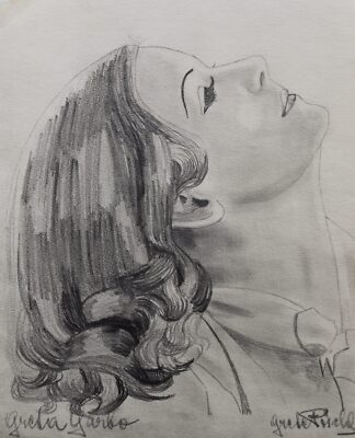 Greta Garbo, Porträt-Zeichnung, Grete Pöschl