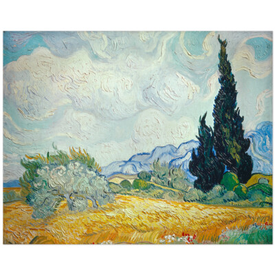 Vincent Willem van Gogh, Weizenfeld mit Zypressen und blühendem Baum 11003000486