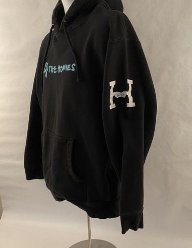4 The Homies Hoodie Size Medium Color Black White Logo Turquoise Graphic - Picture 6 of 14