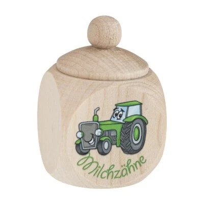 Davartis - Milchzahndose mit UV Druck *Traktor* - aus Ahornholz