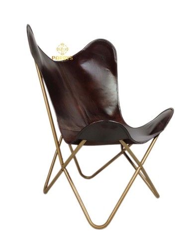 Arm Chair - Leather Butterfly Furniture Chair–Genuine Leather Chair PL2-1.284 - Picture 2 of 6