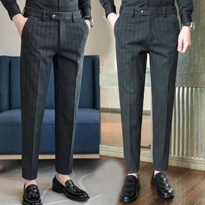 Men's Wool Blend Gurkha Pants Formal Business Winter Straight Pants Casual  Retro | eBay