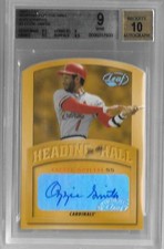 OZZIE SMITH 2002 LEAF HEADING TO THE HALL AUTOGRAPH /50- BGS 9 MINT 