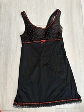 Vintage Vanity Fair Nylon Tricot Camisole Gown Sz 30 Black / Red - Sheer