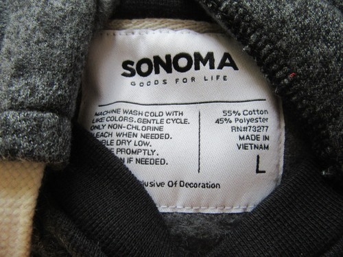 Brand New in Bag with Tags~MENS SONOMA SOFT SWEATSHIRT~POCKET~ LARGE~GRAY+BLACK - Picture 5 of 9